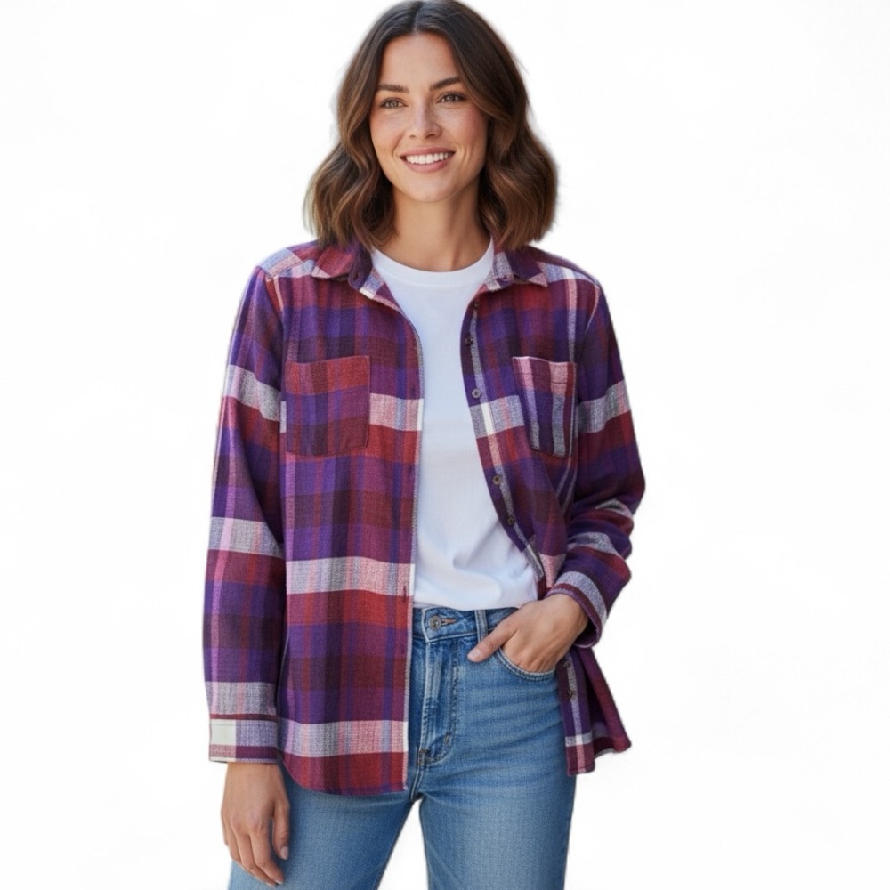 Shirt Button down- Purple &Red/wine with front pockets Pilcro Urban Outfitters